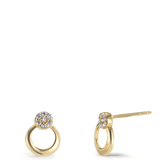 Stud earrings 14k Yellow Gold Zirconia 14 Stones Ø6.5 mm