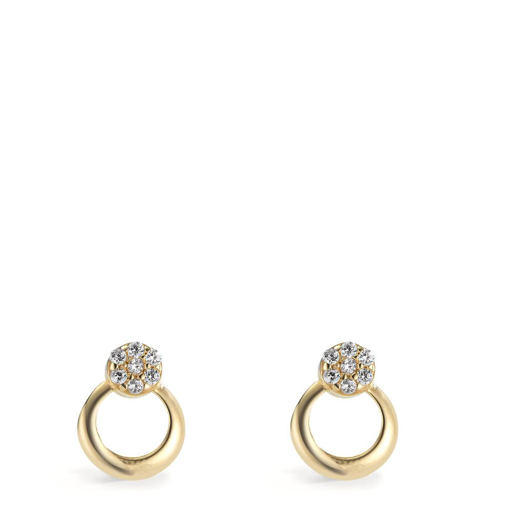 Stud earrings 14k Yellow Gold Zirconia 14 Stones Ø6.5 mm