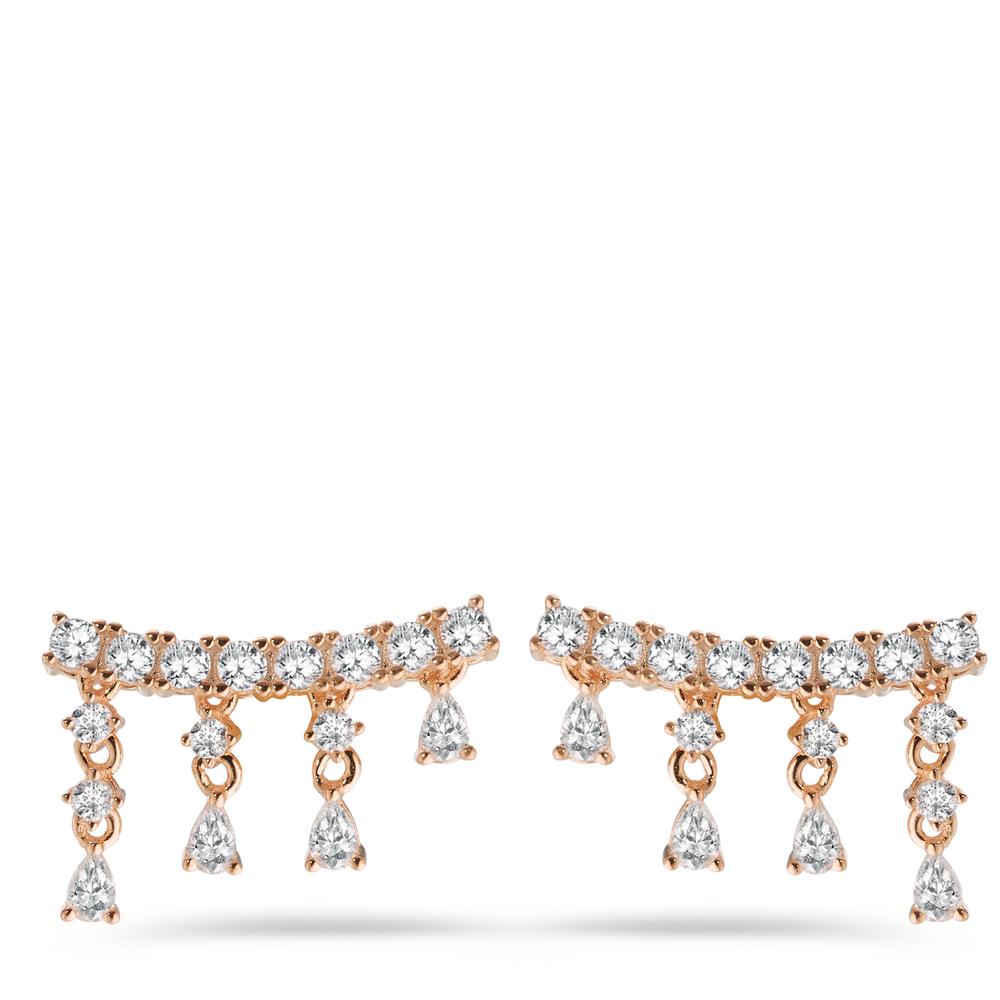 Ear Climber Silver Zirconia 32 Stones Rose Gold plated