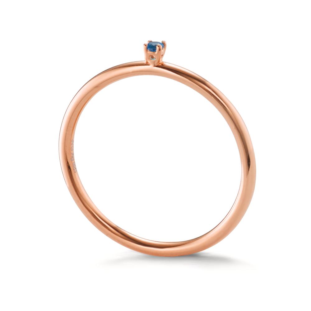 Stacking ring Silver Zirconia Blue, 2 mm Rose Gold plated