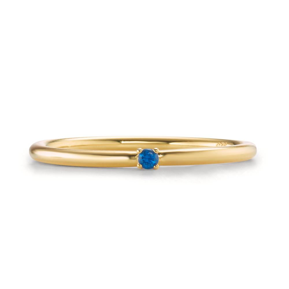 Stacking ring Silver Zirconia Blue, 2 mm Yellow Gold plated