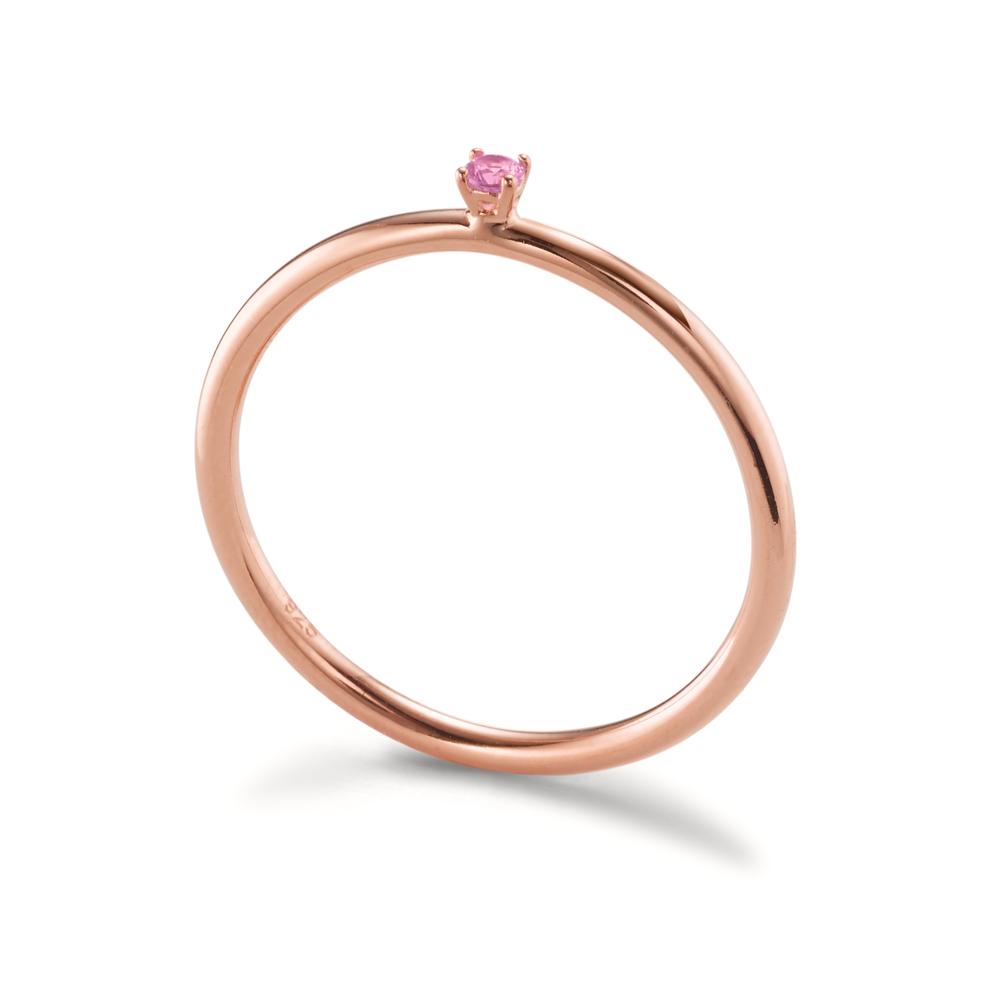 Stacking ring Silver Zirconia Pink, 2 mm Rose Gold plated