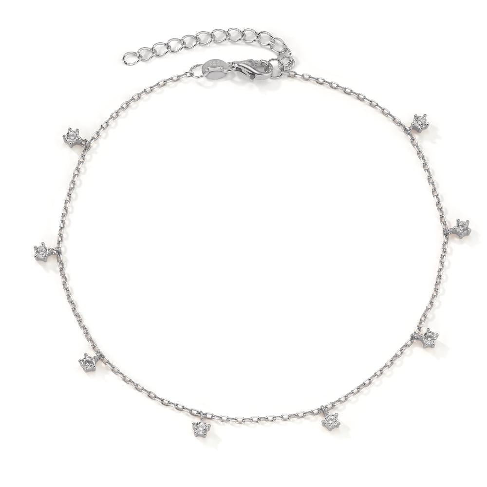 Anklet Silver Zirconia 8 Stones Rhodium plated 22.5-26.5 cm