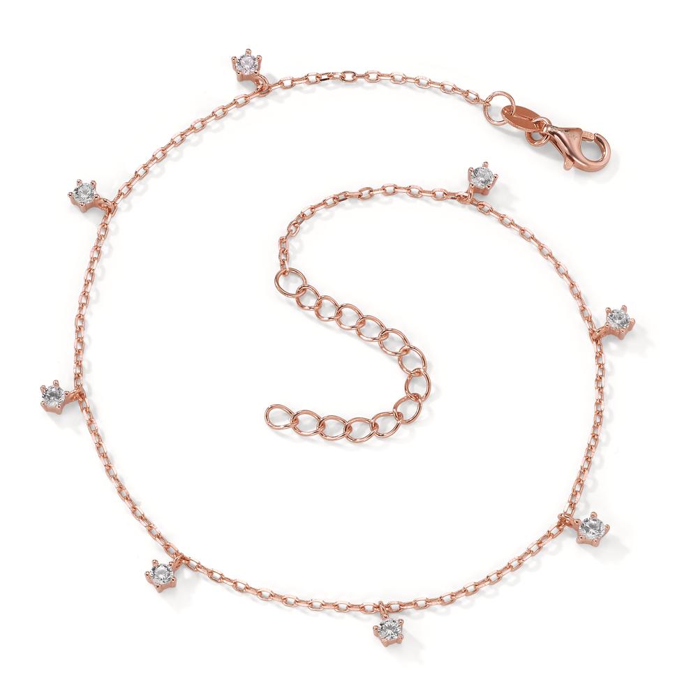 Anklet Silver Zirconia 8 Stones Rose Gold plated 22.5-26.5 cm