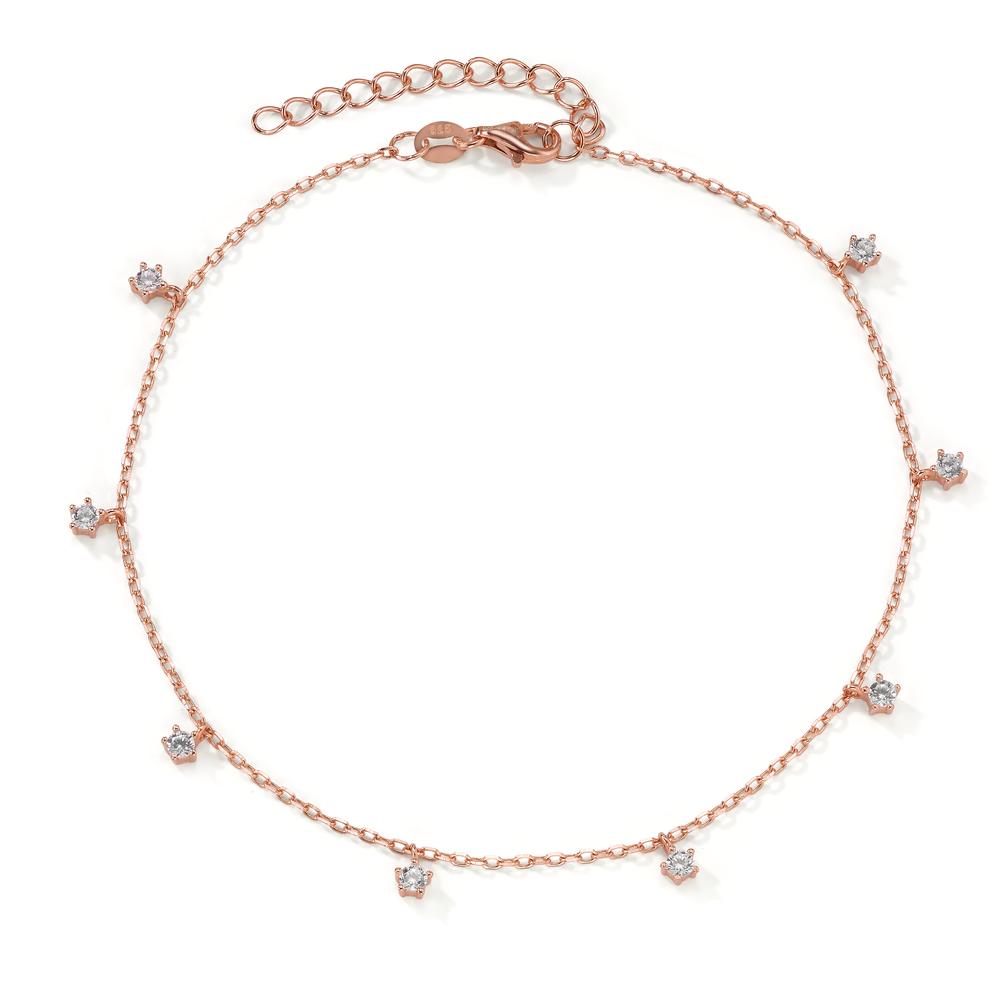 Anklet Silver Zirconia 8 Stones Rose Gold plated 22.5-26.5 cm