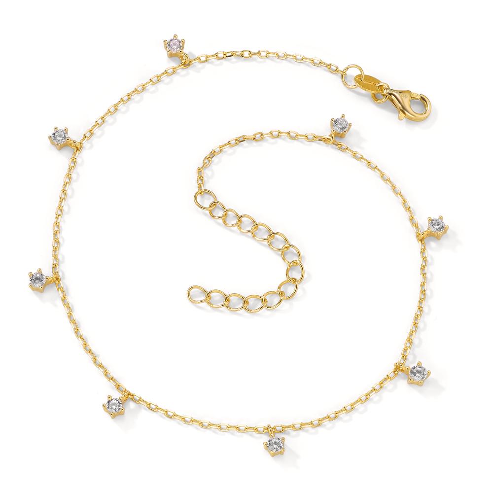 Anklet Silver Zirconia 8 Stones Yellow Gold plated 22.5-26.5 cm