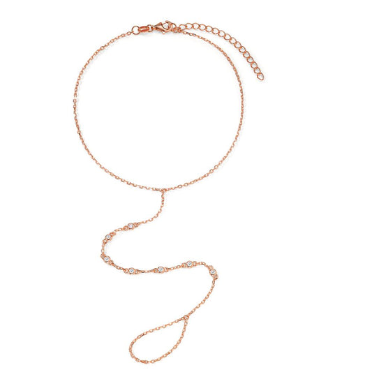 Anklet Silver Zirconia 7 Stones Rose Gold plated 23-28 cm