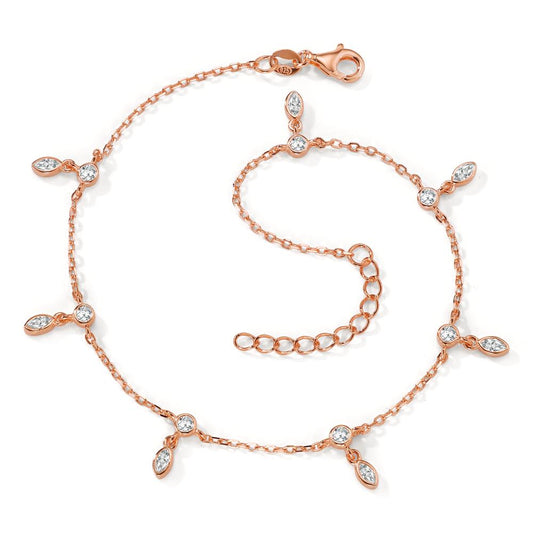 Anklet Silver Zirconia 14 Stones Rose Gold plated 23-26 cm