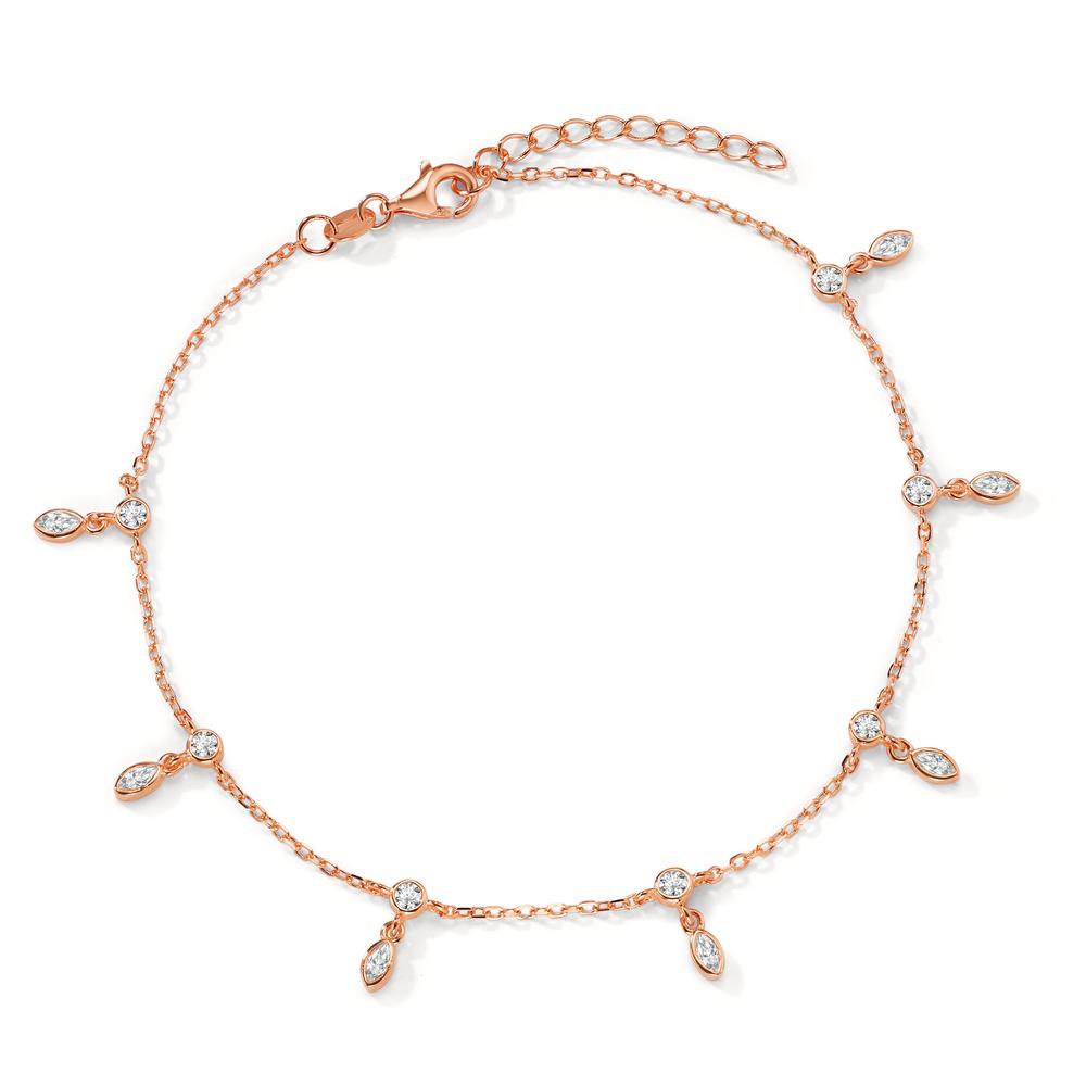 Anklet Silver Zirconia 14 Stones Rose Gold plated 23-26 cm