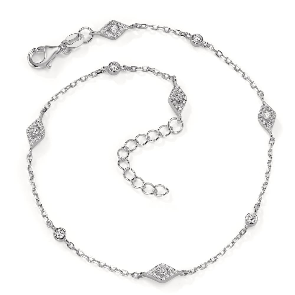 Anklet Silver Zirconia 57 Stones Rhodium plated 22.5-25.5 cm