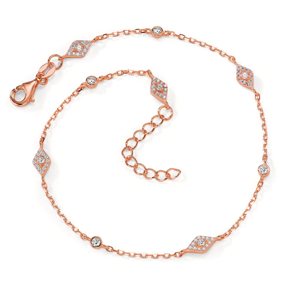 Anklet Silver Zirconia 57 Stones Rose Gold plated 22.5-25.5 cm