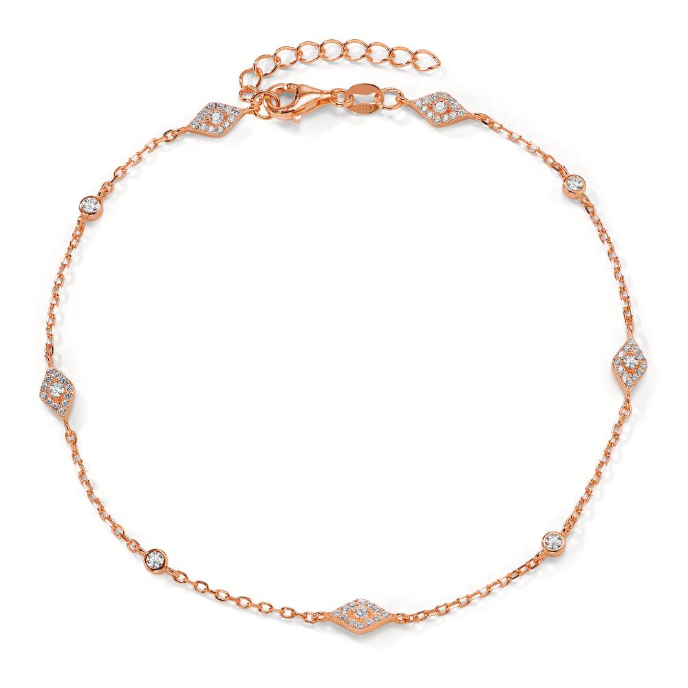 Anklet Silver Zirconia 57 Stones Rose Gold plated 22.5-25.5 cm