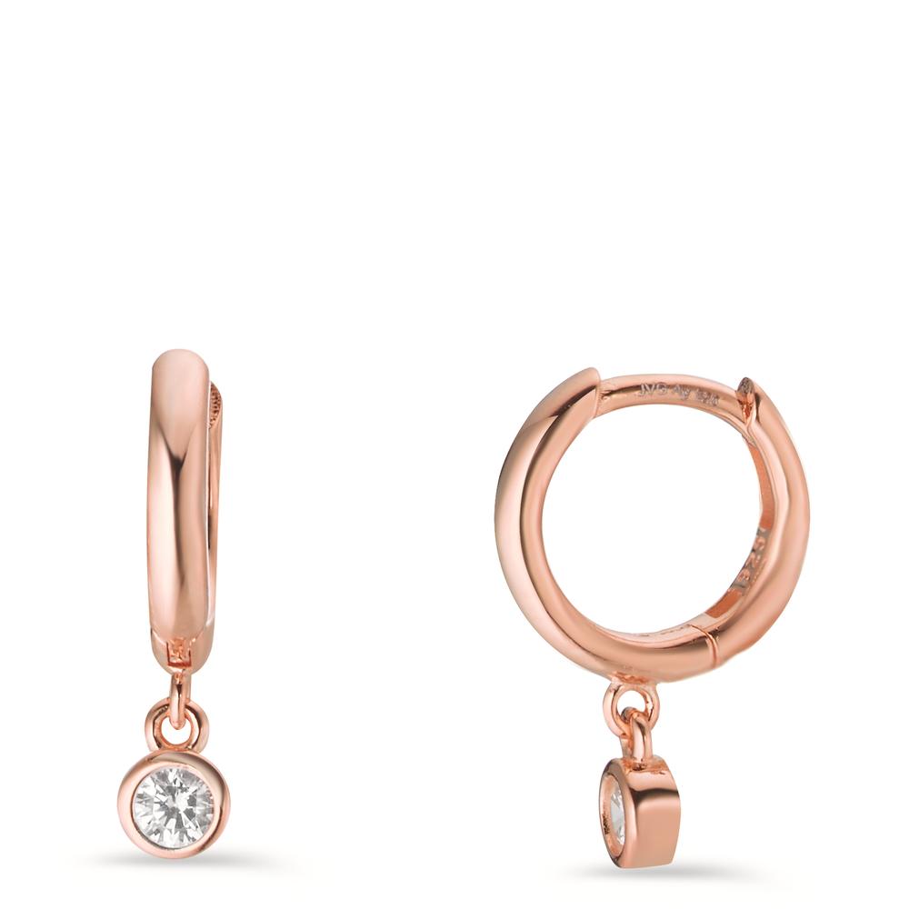 Hinged hoop Silver Zirconia 2 Stones Rose Gold plated