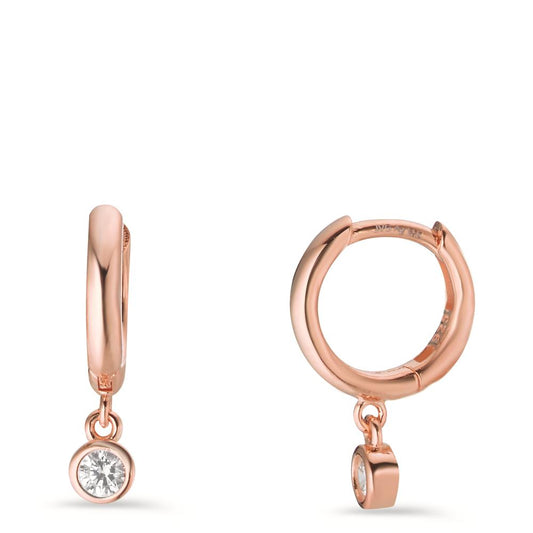 Hinged hoop Silver Zirconia 2 Stones Rose Gold plated