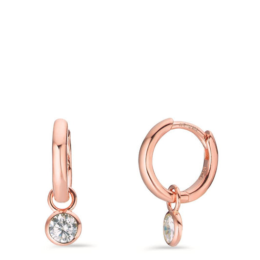 Hinged hoop Silver Zirconia 2 Stones Rose Gold plated