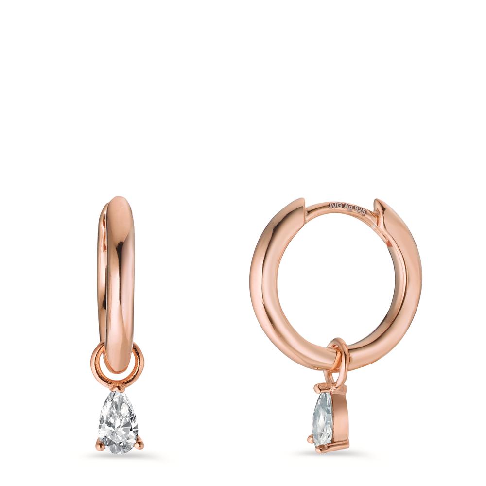 Hinged hoop Silver Zirconia 2 Stones Rose Gold plated