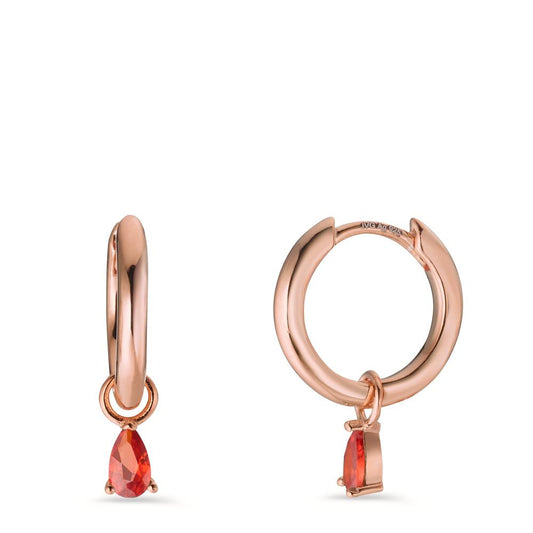 Hinged hoop Silver Zirconia Orange, 2 Stones Rose Gold plated