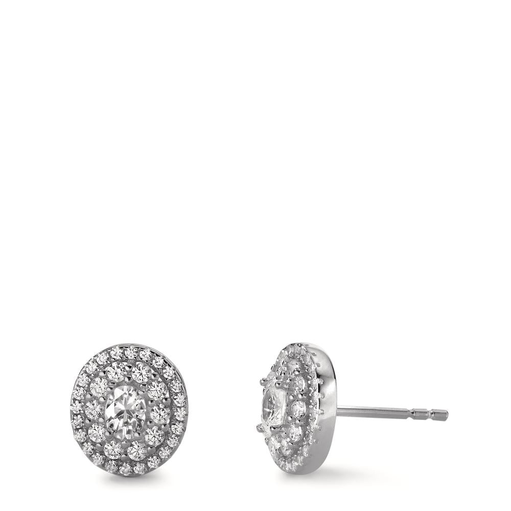 Stud earrings Silver Zirconia Rhodium plated Ø9.5 mm