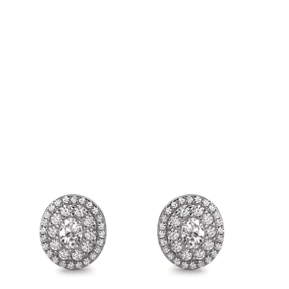 Stud earrings Silver Zirconia Rhodium plated Ø9.5 mm