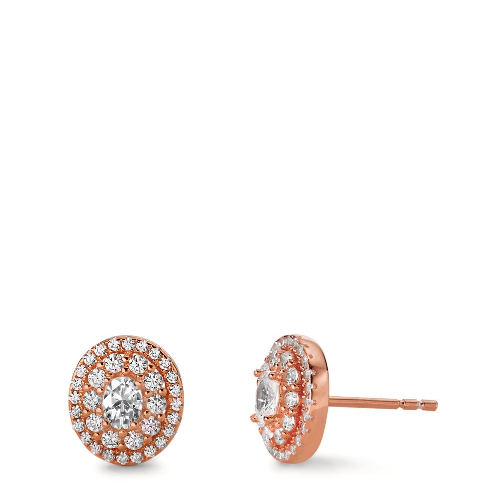 Stud earrings Silver Zirconia Rose Gold plated Ø9.5 mm