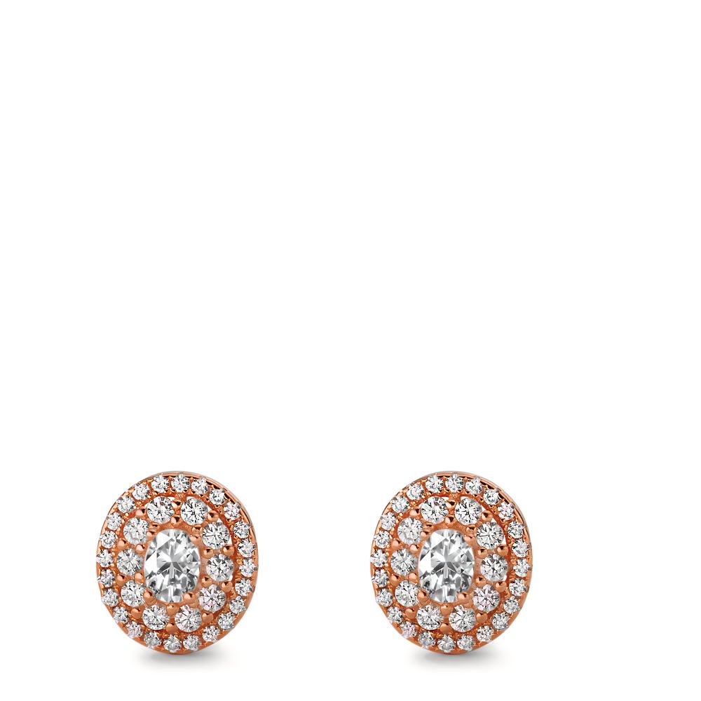 Stud earrings Silver Zirconia Rose Gold plated Ø9.5 mm