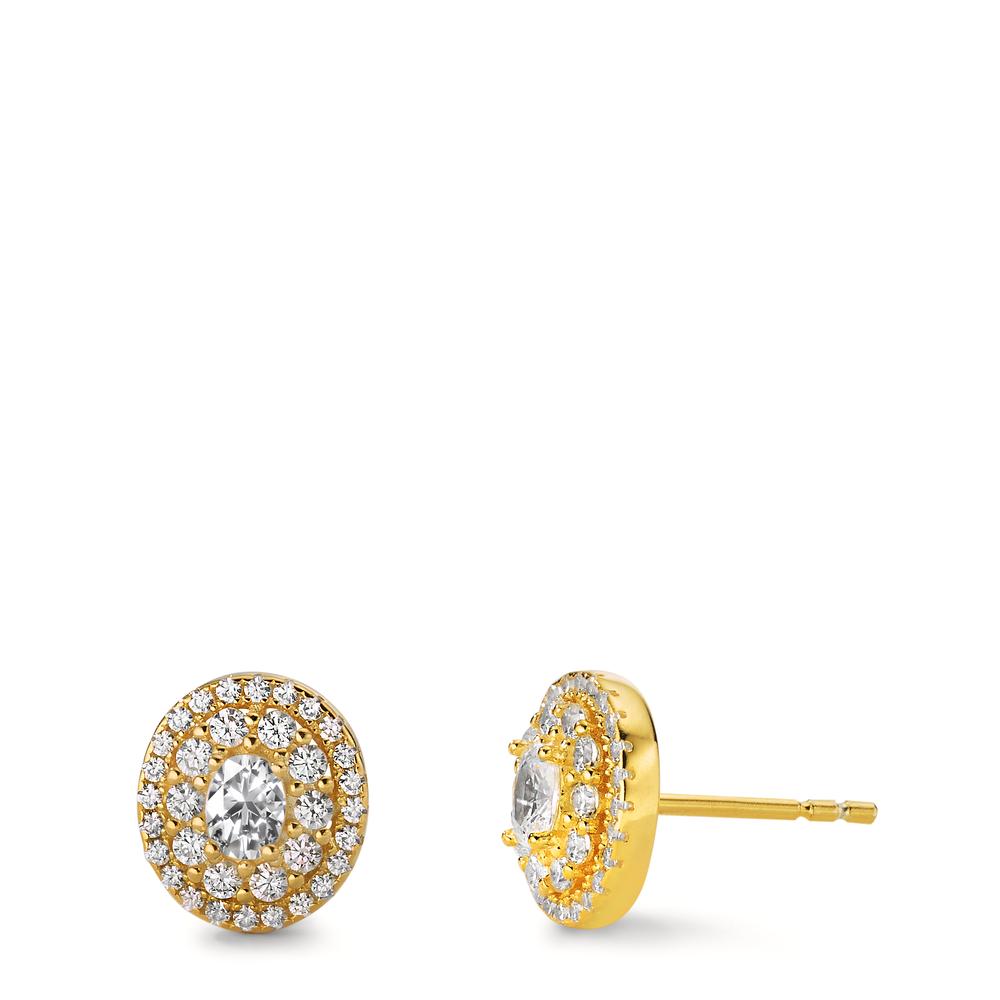 Stud earrings Silver Zirconia Yellow Gold plated Ø9.5 mm