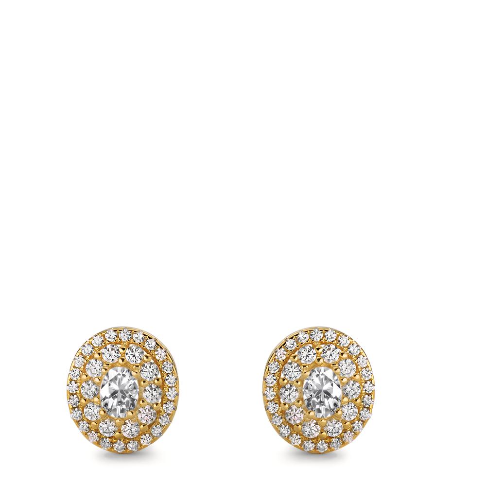 Stud earrings Silver Zirconia Yellow Gold plated Ø9.5 mm