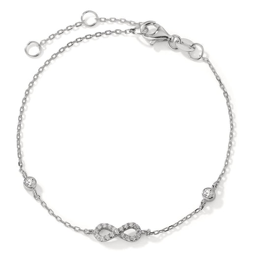 Bracelet Silver Zirconia Rhodium plated Infinity 16-19 cm