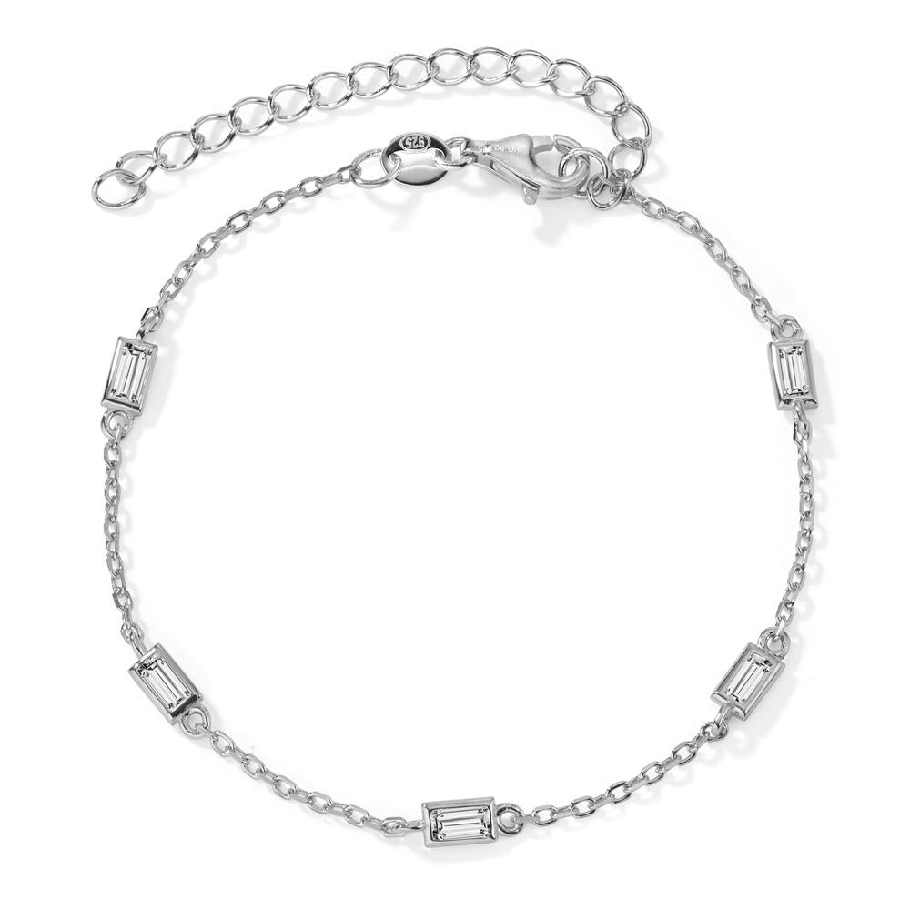 Bracelet Silver Zirconia 5 Stones Rhodium plated 15.5-20.5 cm