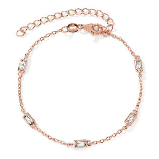 Bracelet Silver Zirconia 5 Stones Rose Gold plated 15.5-20.5 cm