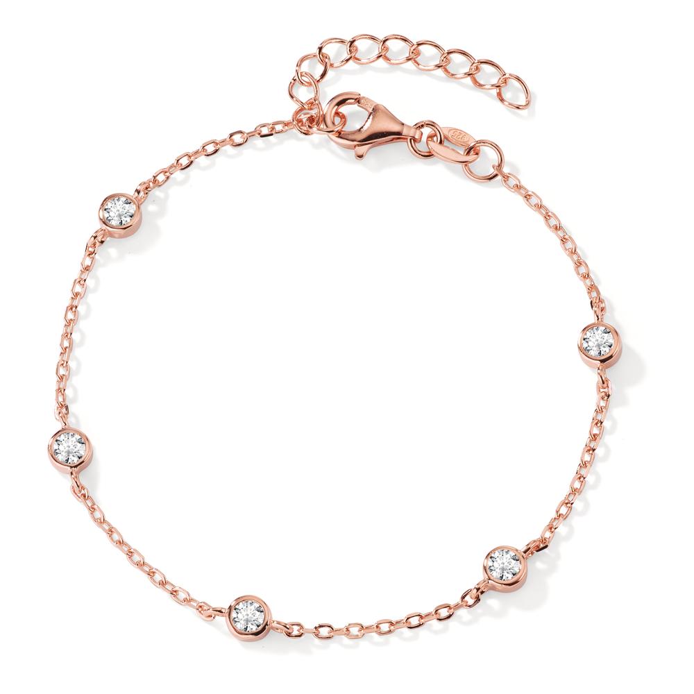 Bracelet Silver Zirconia 5 Stones Rose Gold plated 16-19 cm