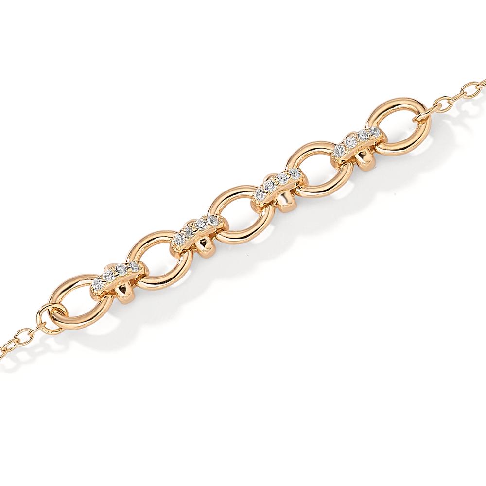 Bracelet Silver Zirconia 16 Stones Yellow Gold plated 16-19 cm