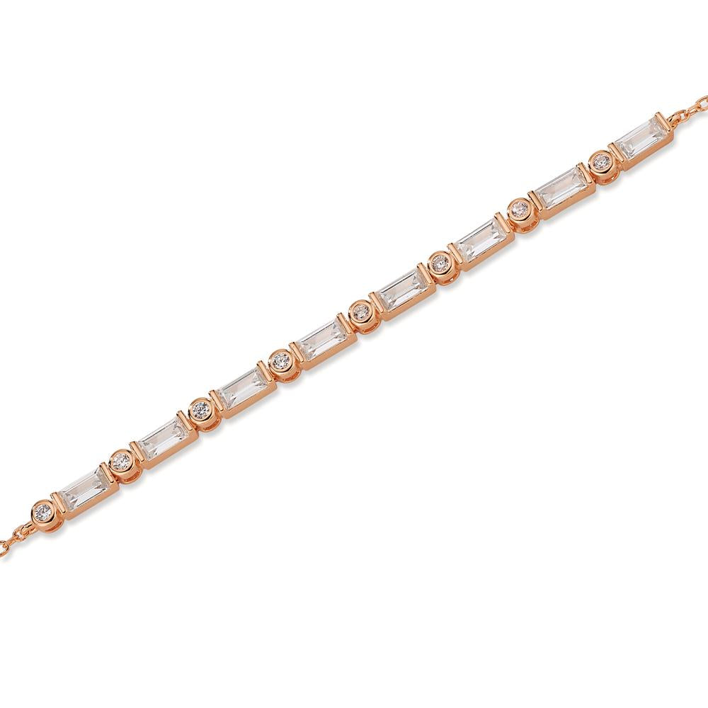 Bracelet Silver Zirconia 16 Stones Rose Gold plated 15.5-18.5 cm