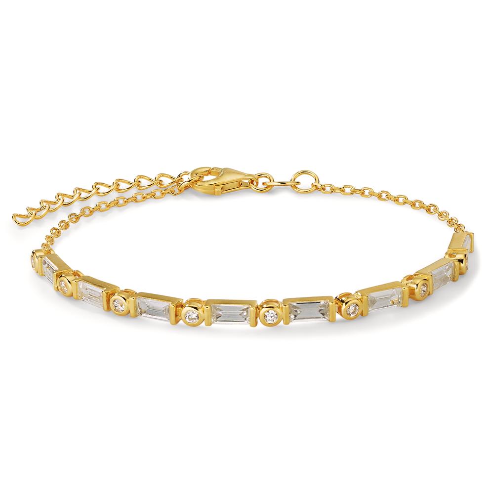 Bracelet Silver Zirconia 16 Stones Yellow Gold plated 15.5-18.5 cm