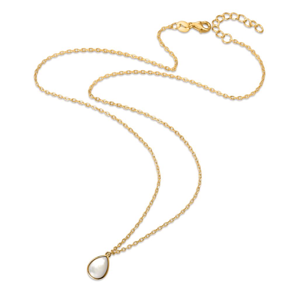 Necklace Silver Yellow Gold plated Mother of pearl 40-45 cm Ø10 mm