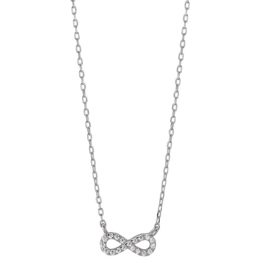 Necklace Silver Zirconia 19 Stones Rhodium plated Infinity 40-45 cm