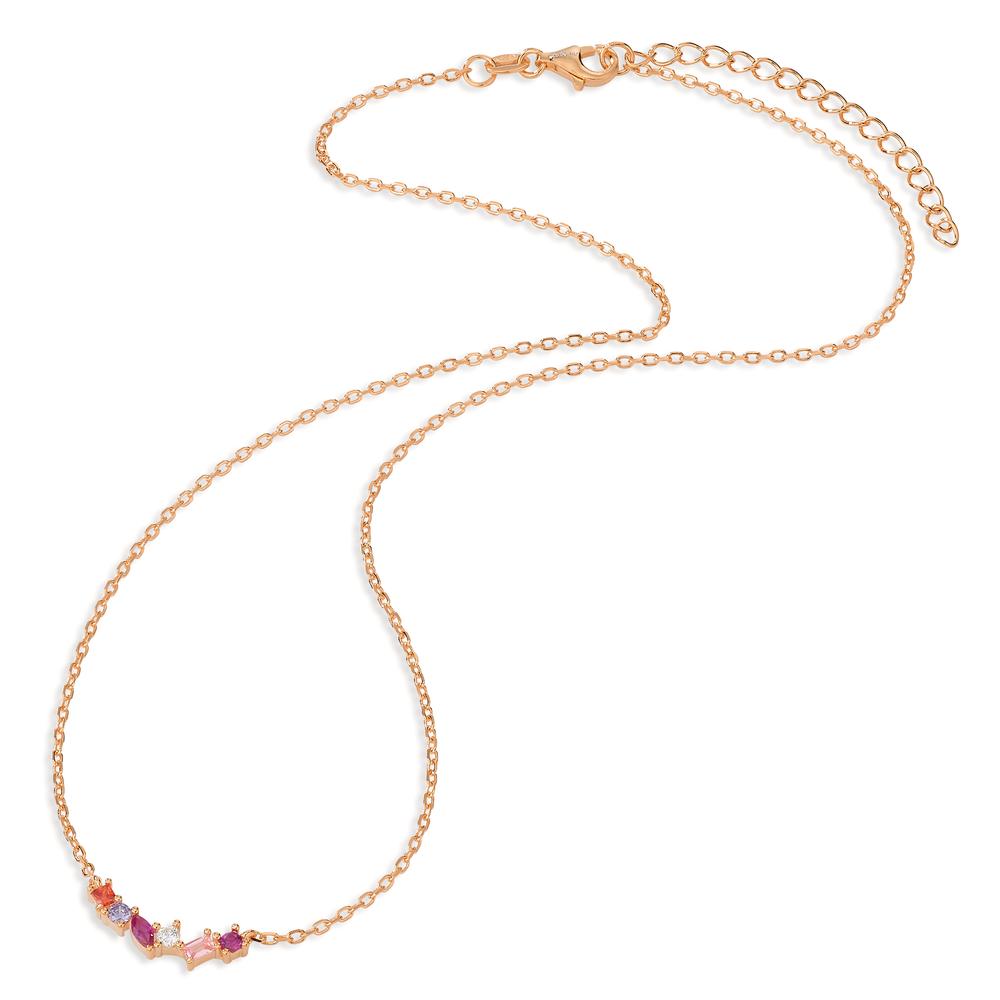 Necklace Silver Zirconia 6 Stones Rose Gold plated 40-45 cm