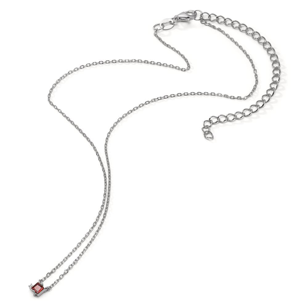 Necklace Silver Zirconia 2 Stones Rhodium plated 35-43 cm