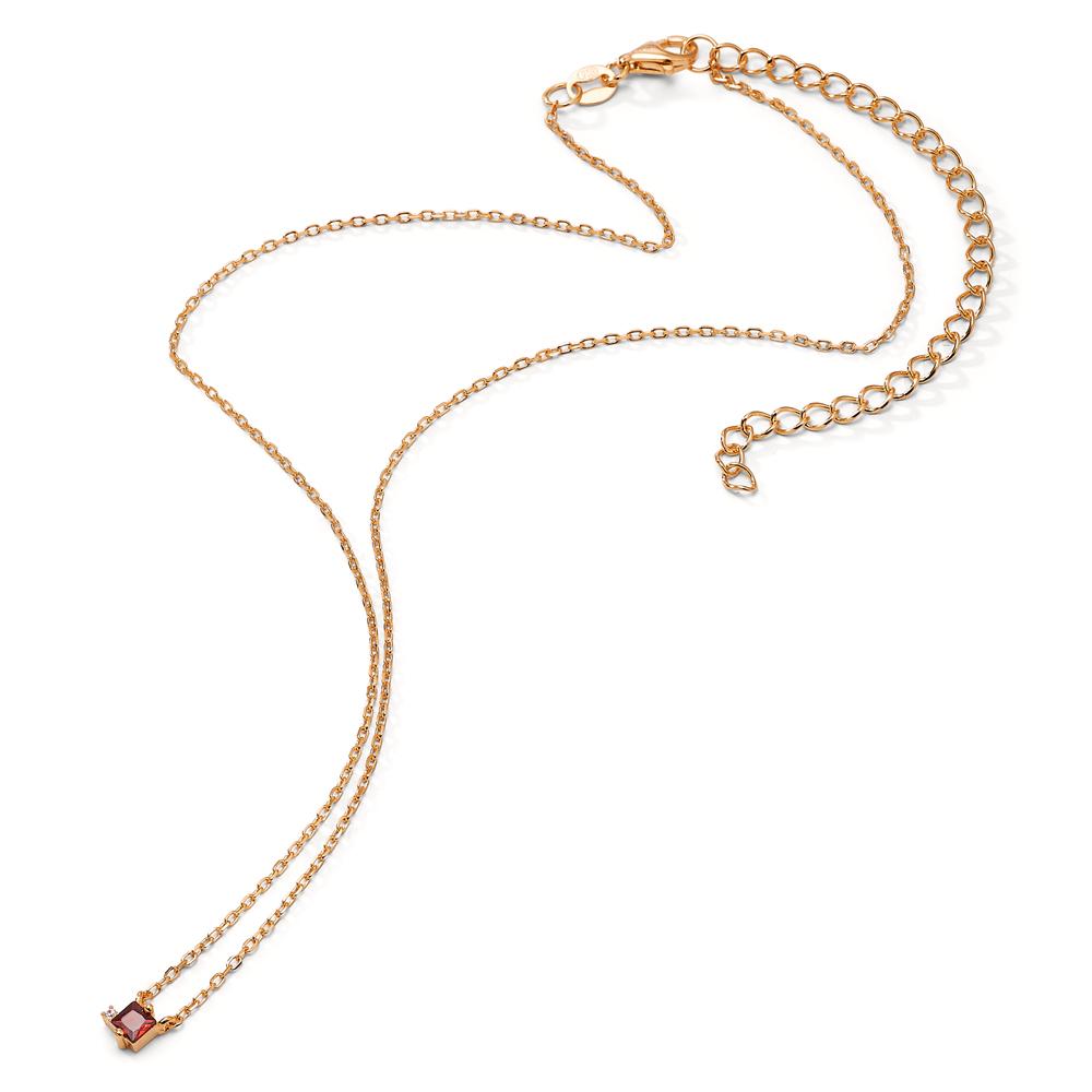 Necklace Silver Zirconia 2 Stones Rose Gold plated 35-43 cm