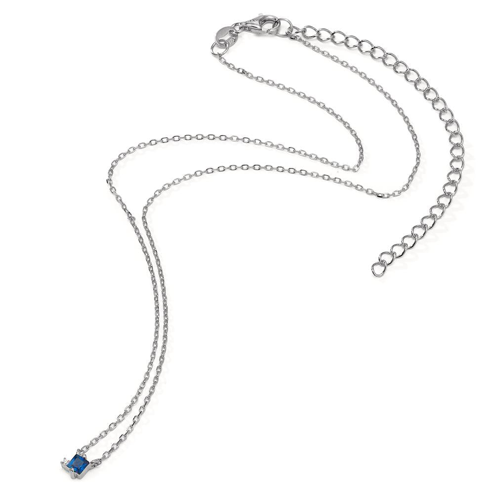 Necklace Silver Zirconia 2 Stones Rhodium plated 35-43 cm