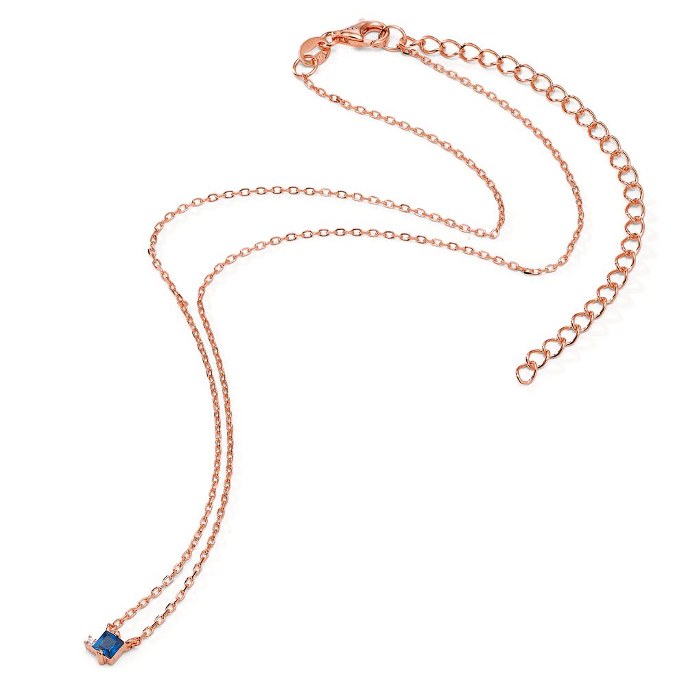 Necklace Silver Zirconia 2 Stones Rose Gold plated 35-43 cm