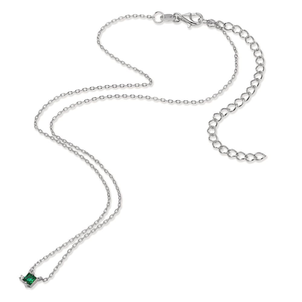 Necklace Silver Zirconia 2 Stones Rhodium plated 35-43 cm