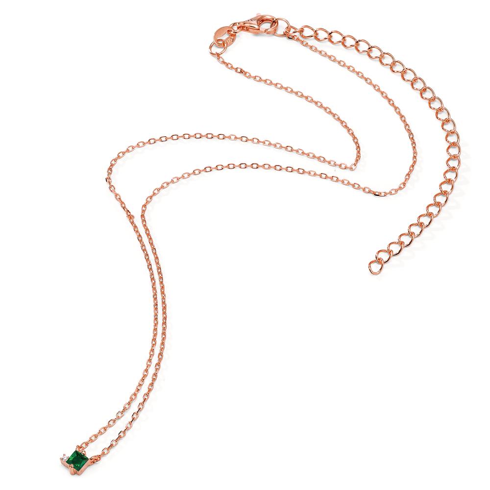 Necklace Silver Zirconia 2 Stones Rose Gold plated 35-43 cm