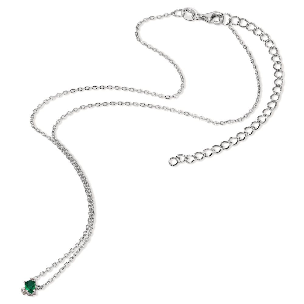 Necklace Silver Zirconia 2 Stones Rhodium plated 35-43 cm