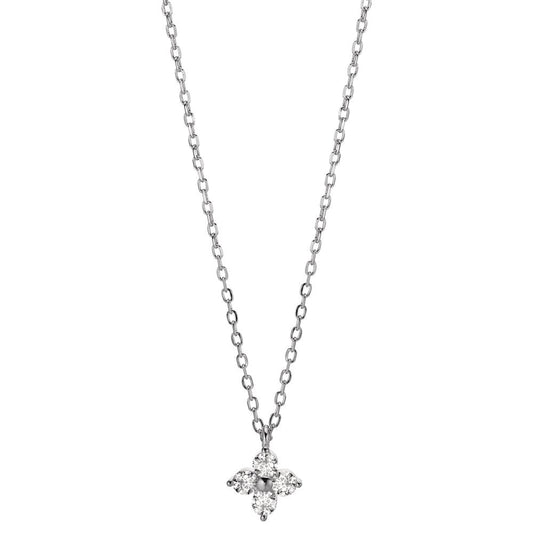 Necklace Silver Zirconia 4 Stones Rhodium plated Flower 40-45 cm