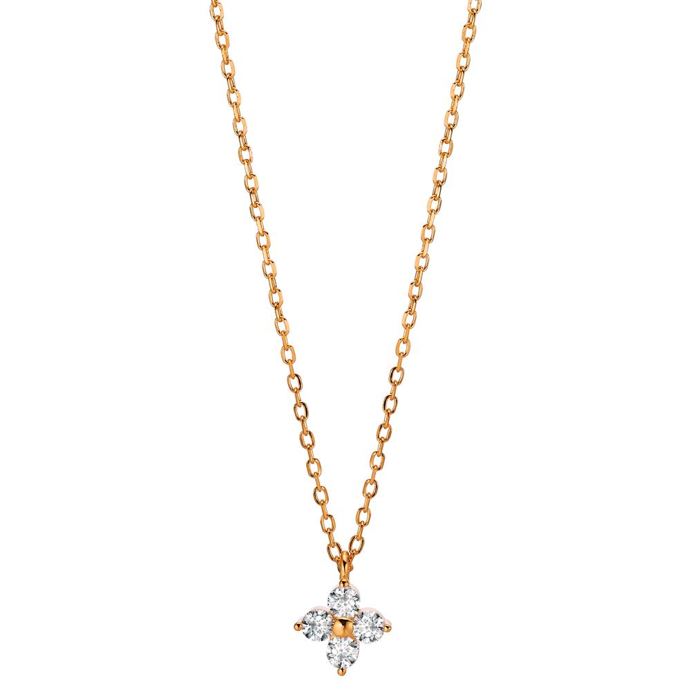 Necklace Silver Zirconia 4 Stones Rose Gold plated Flower 40-45 cm