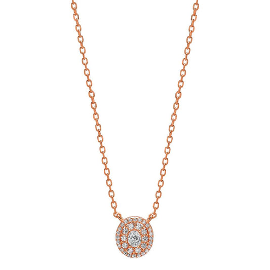 Necklace Silver Zirconia Rose Gold plated 40-45 cm Ø9 mm