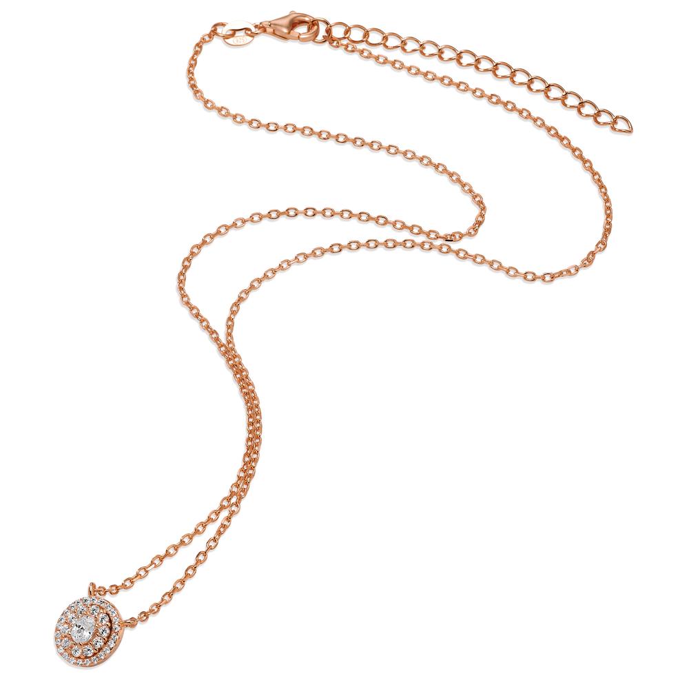 Necklace Silver Zirconia Rose Gold plated 40-45 cm Ø9 mm