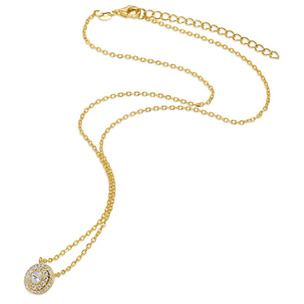 Necklace Silver Zirconia Yellow Gold plated 40-45 cm Ø9 mm