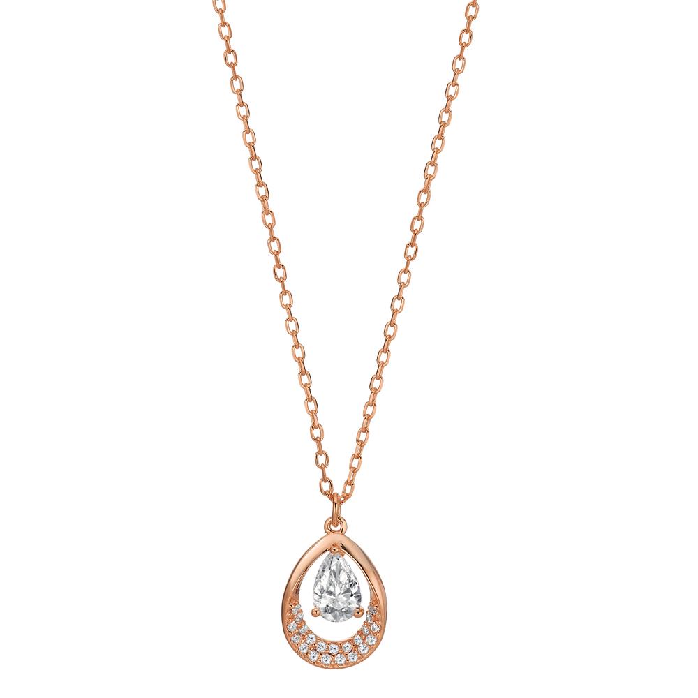 Necklace Silver Zirconia Rose Gold plated 40-45 cm Ø9 mm